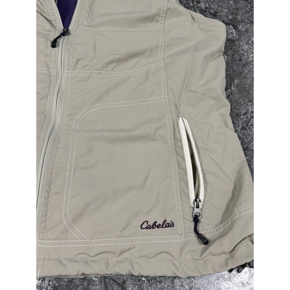 Cabela's Womens Full Zip Nylon Outerwear Vest Adjustable Pockets Beige Sz XL - Picture 3 of 9